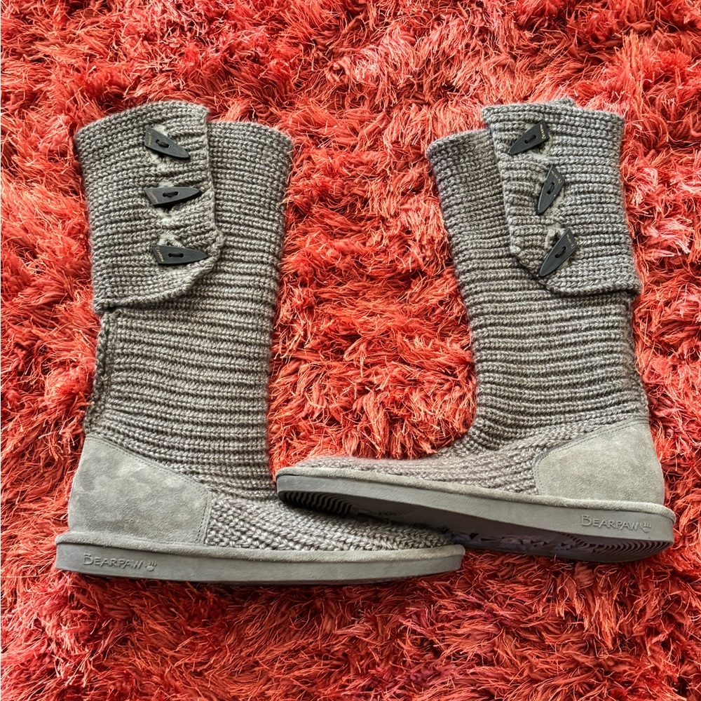 BearPaw Women's Knit Tall Winter Boots in Gray